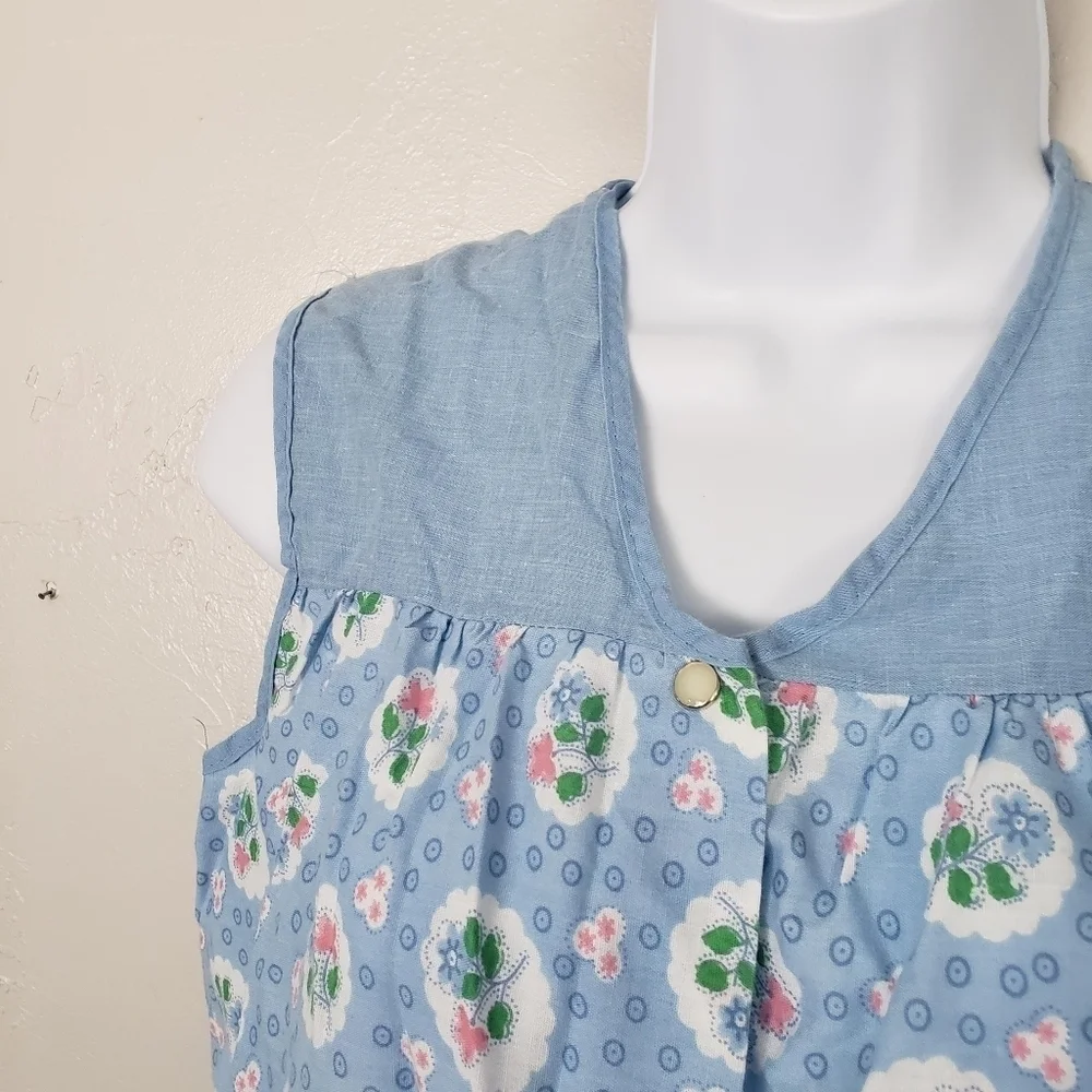 Artistic Creation Vintage Small Light Blue Smock Pink White Floral Painter